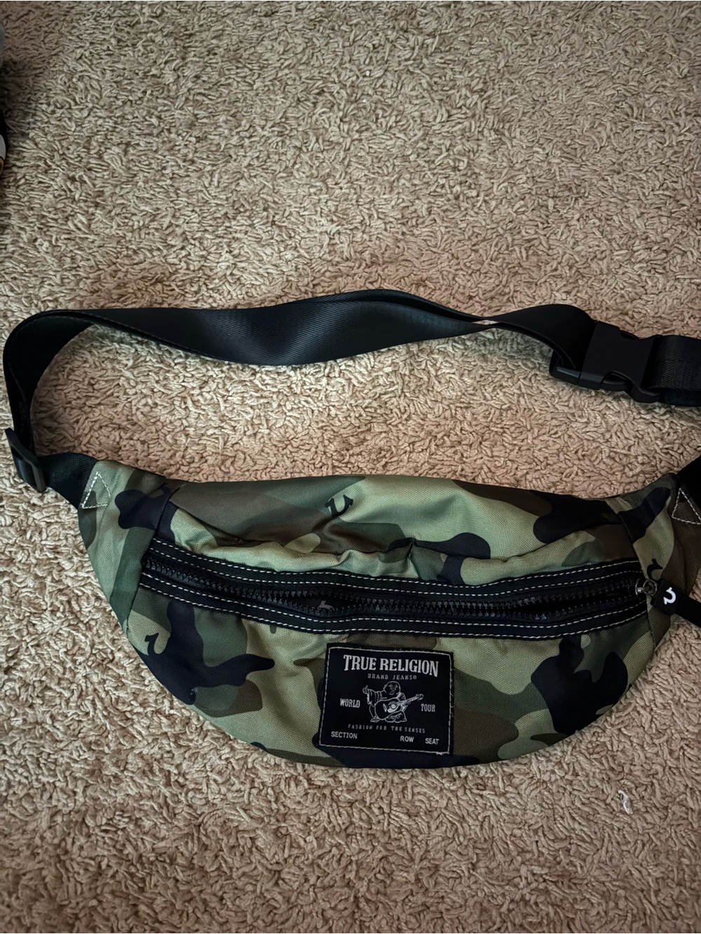 True Religion Camo Belt Bag in Olive & Black